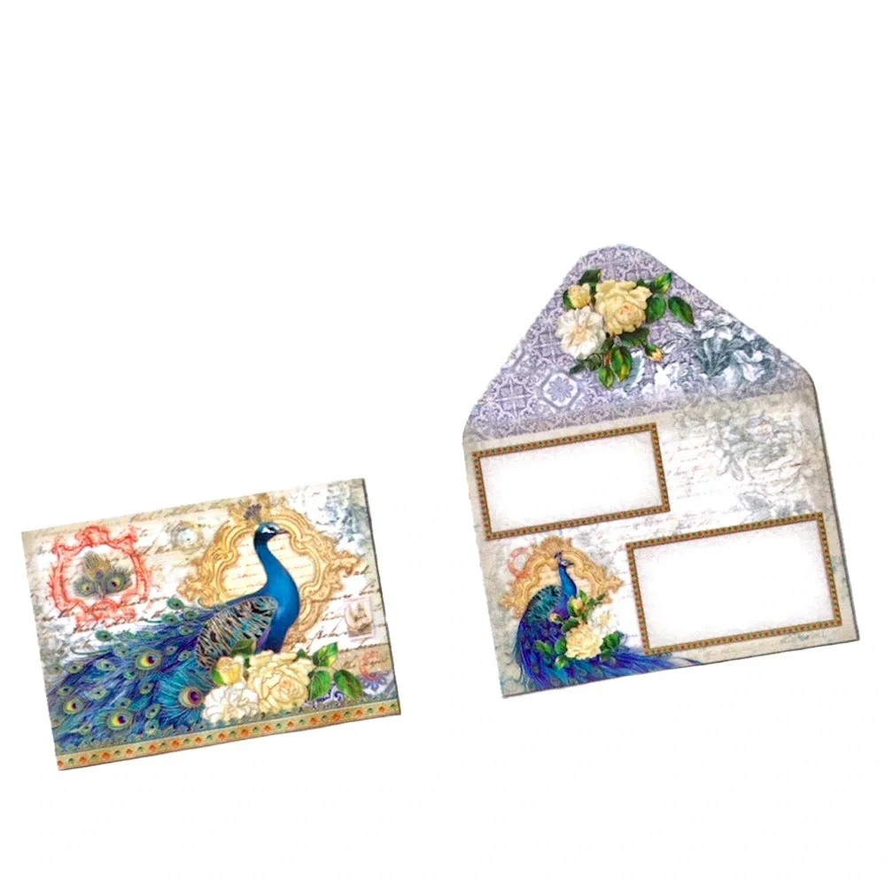 Punch Studio Floral Peacock Musical Keepsake Box Note Card Set (95960), 10 ct